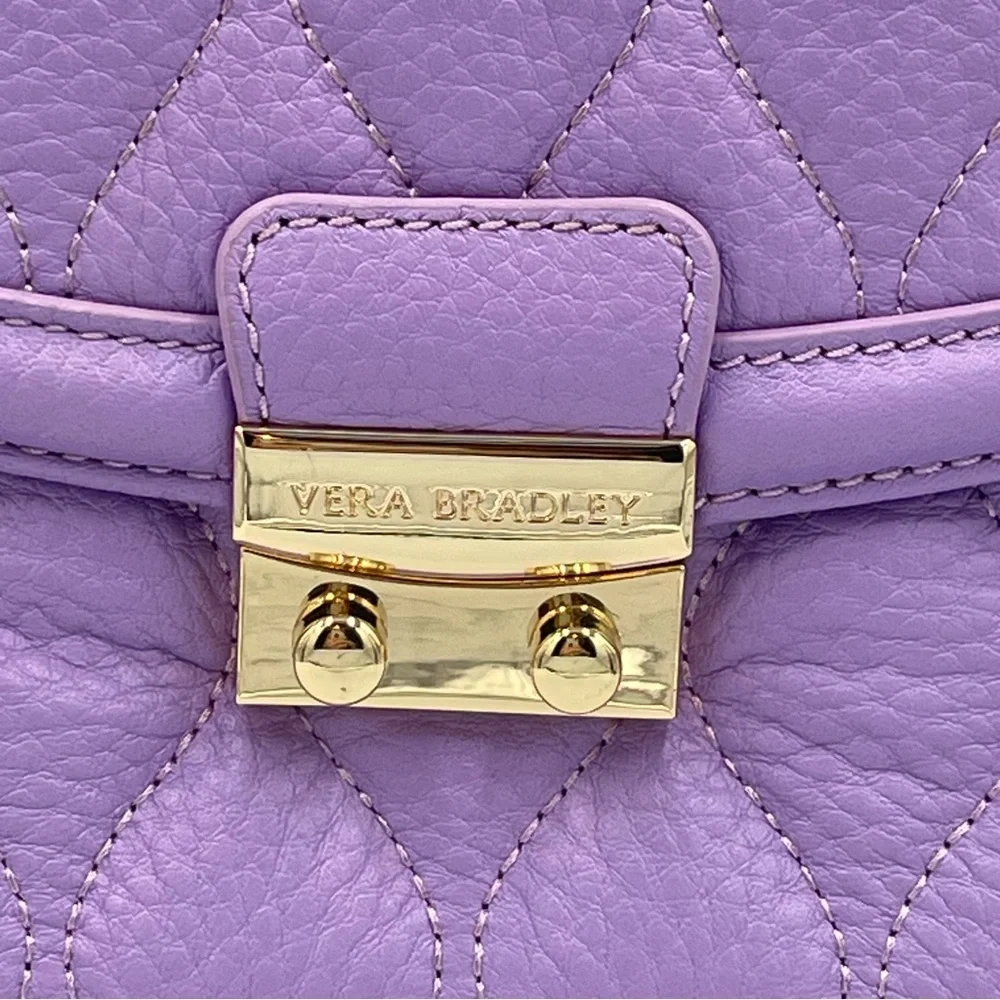 Vera Bradley Lavender Quilted leather Crossbody Bag adjustable strap. Used. - Picture 2 of 14
